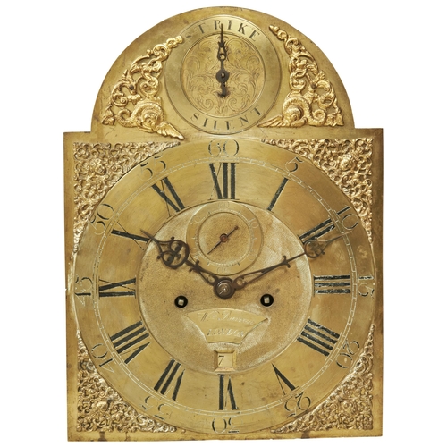 181 - AN 8 DAY LONGCASE MOVEMENT 12 inch brass dial signed W.M.Barrow, London on a plaque in the matted ce... 