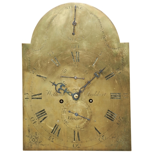 183 - AN 8 DAY LONGCASE MOVEMENT 12 inch dial signed William Stoddart, London, subsidiary seconds and date... 