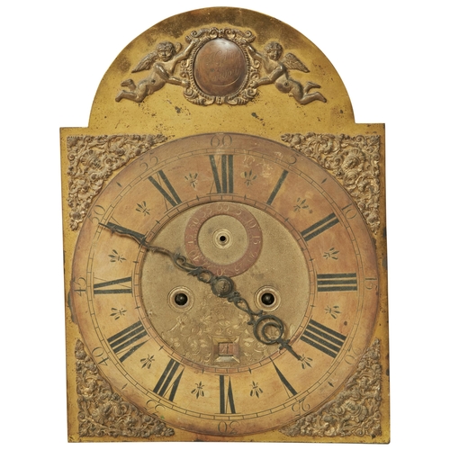 184 - AN 8 DAY LONGCASE MOVEMENT 12 inch brass dial signed Wm Kipling, London in the arch, subsidiary seco... 