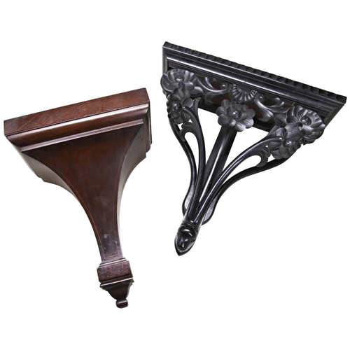 189 - A MAHOGANY BRACKET of concave form with satinwood stringing, 42 x 32cm; and an Anglo Indian hardwood... 