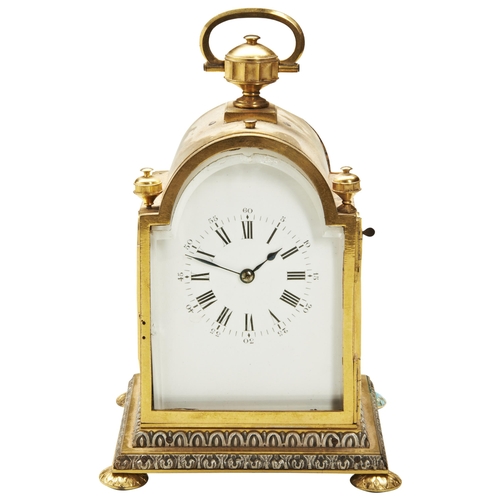 192 - AN AUSTRIAN CARRIAGE CLOCK white enamel dial =, now fitted with a French striking movement, in break... 