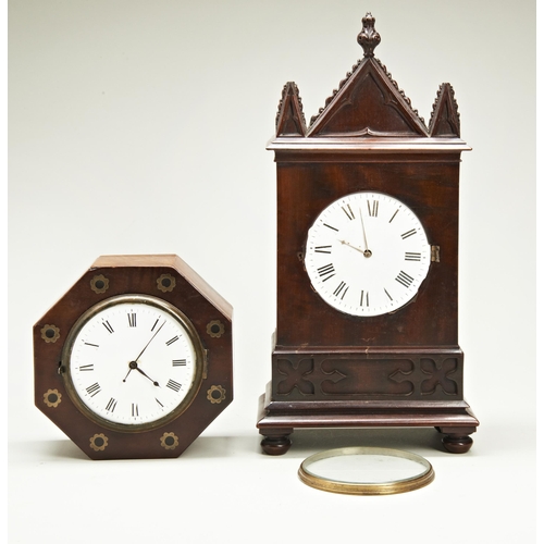 199 - A MAHOGANY SEDAN TYPE TIMEPIECE, verge movement Signed C. Evans, No.50 Chiswell St, London in break ... 