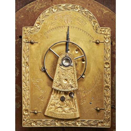 199 - A MAHOGANY SEDAN TYPE TIMEPIECE, verge movement Signed C. Evans, No.50 Chiswell St, London in break ... 