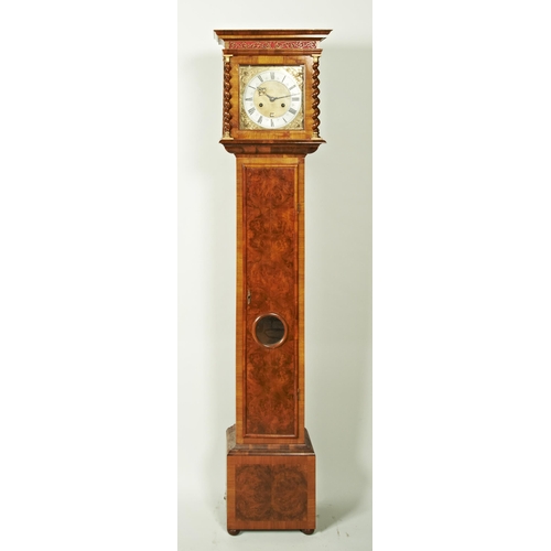 204 - AN 8 DAY WALNUT LONGCASE CLOCK, 10 inch dial signed Jonathan Lownds in ye Pall Mall, London; date ap... 