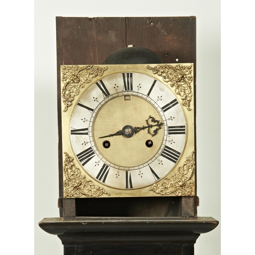 208 - AN INTERESTING LATE 17TH CENTURY EBONISED 8 DAY LONGCASE CLOCK Unsigned 10 inch dial, small date ape... 