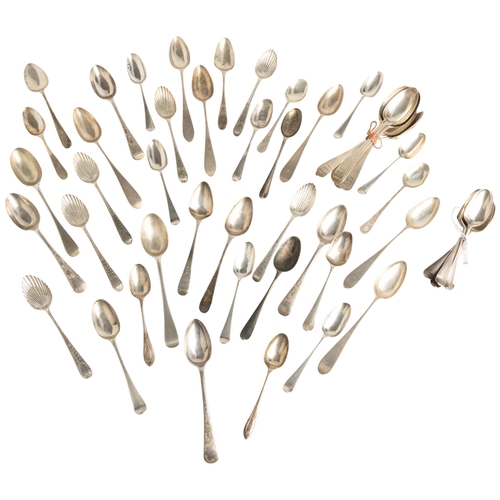 383 - A QUANTITY OF OLD ENGLISH PATTERN TEASPOONS GEORGIAN AND LATER606 g.