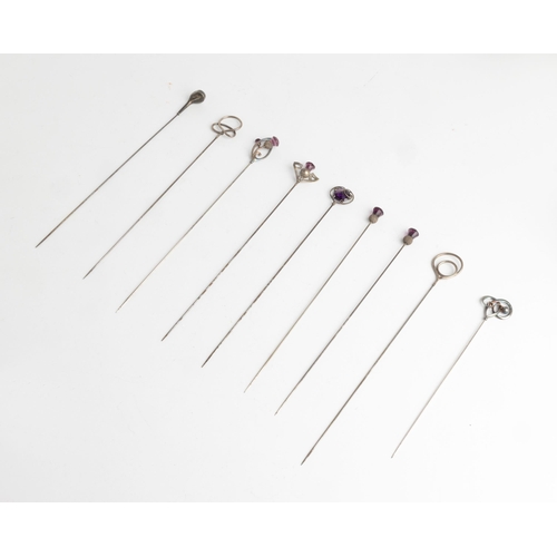 391 - NINE VARIOUS HALLMARKED HAT PINS, C.1910