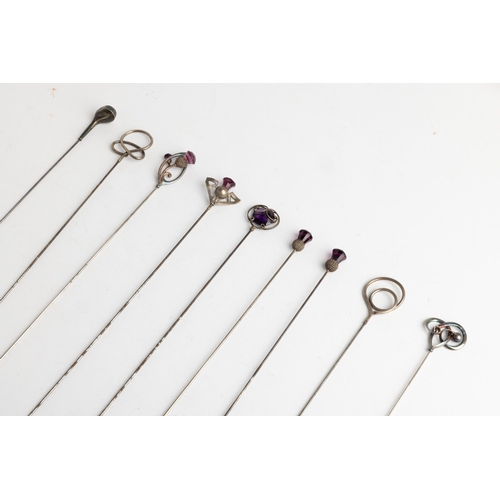 391 - NINE VARIOUS HALLMARKED HAT PINS, C.1910