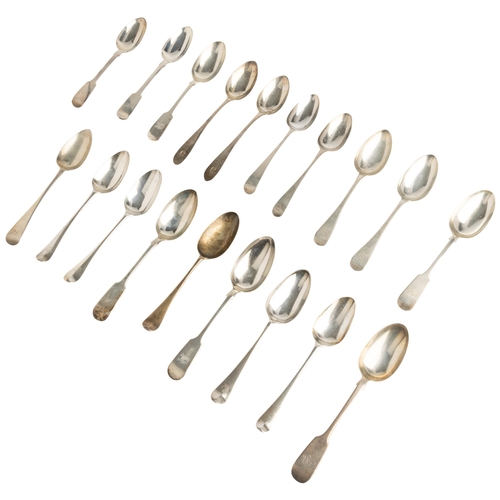 396 - NINETEEN TABLE SPOONS, GEORGIAN AND LATER1255 g.