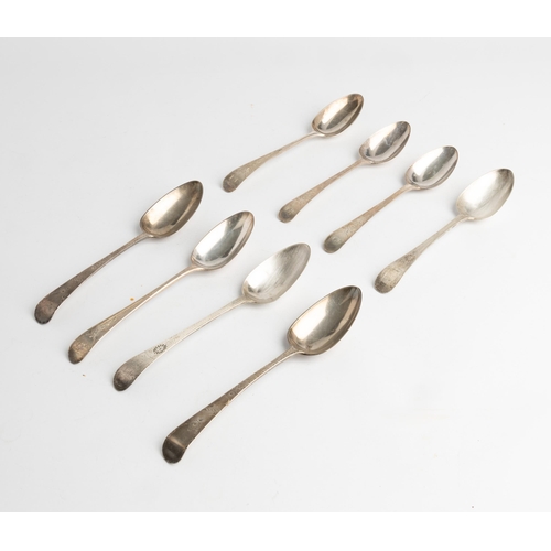 398 - FOUR PAIRS OF GEORGIAN BRIGHT CUT TABLE SPOONS470 g.