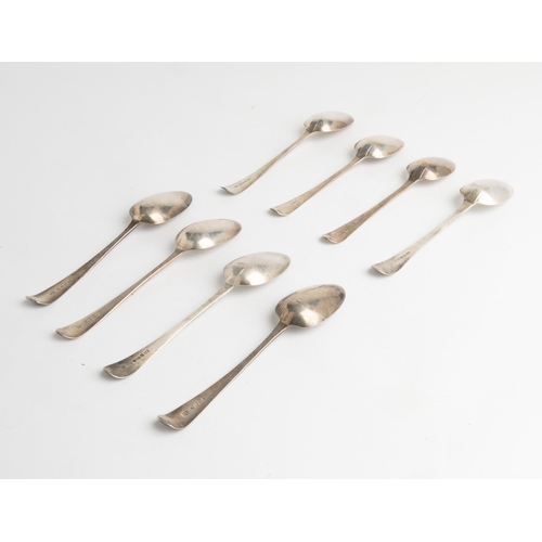 398 - FOUR PAIRS OF GEORGIAN BRIGHT CUT TABLE SPOONS470 g.