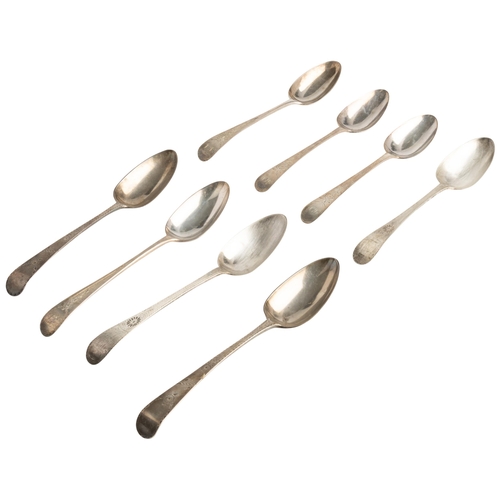 398 - FOUR PAIRS OF GEORGIAN BRIGHT CUT TABLE SPOONS470 g.