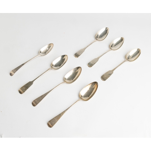 399 - A TABLE SPOON BY THOMAS EUSTACE, EXETER 1779 Together with three later pairs of Exeter table spoons3... 