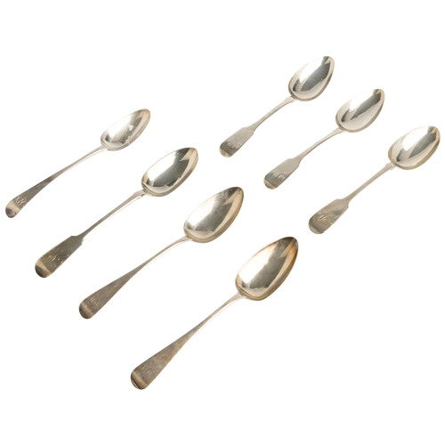 399 - A TABLE SPOON BY THOMAS EUSTACE, EXETER 1779 Together with three later pairs of Exeter table spoons3... 