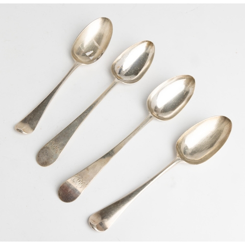 400 - TWO PAIRS OF HESTER BATEMAN TABLE SPOONS, LONDON 1778 & 1780259 g.