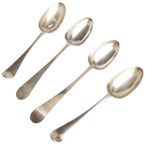 400 - TWO PAIRS OF HESTER BATEMAN TABLE SPOONS, LONDON 1778 & 1780259 g.