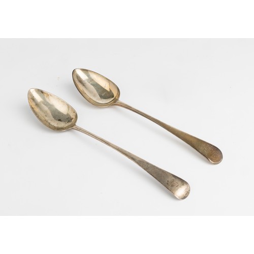 423 - AN OLD ENGLISH PATTERN BASTING SPOON, LONDON 1808 Together with another also London, 1809.28.5 cm200... 