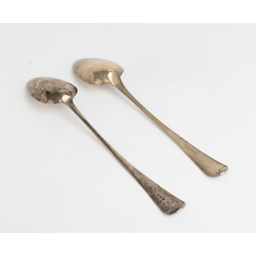 423 - AN OLD ENGLISH PATTERN BASTING SPOON, LONDON 1808 Together with another also London, 1809.28.5 cm200... 