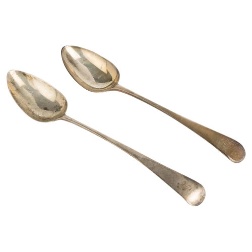 423 - AN OLD ENGLISH PATTERN BASTING SPOON, LONDON 1808 Together with another also London, 1809.28.5 cm200... 