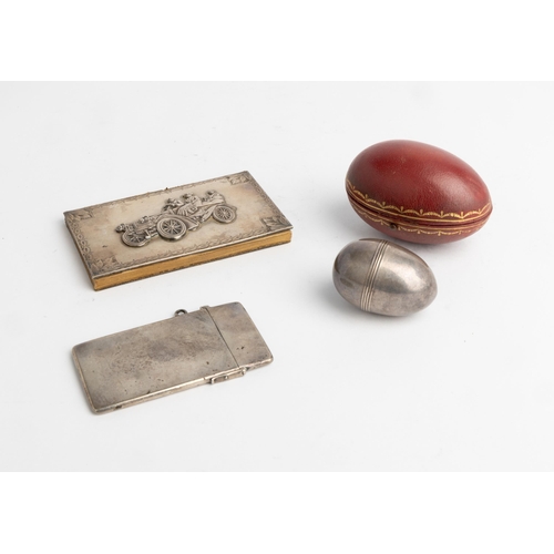 429 - A SILVER MOUNTED 'DRIVER'S LOG BOOK' EMBOSSED WITH A MOTOR CAR C.1910 Together with a plain George I... 