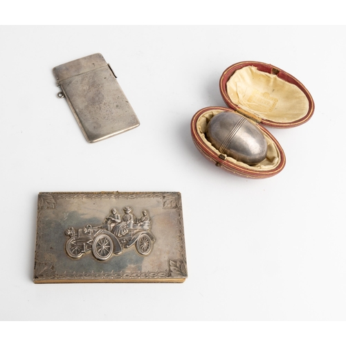 429 - A SILVER MOUNTED 'DRIVER'S LOG BOOK' EMBOSSED WITH A MOTOR CAR C.1910 Together with a plain George I... 