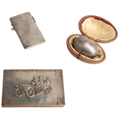 429 - A SILVER MOUNTED 'DRIVER'S LOG BOOK' EMBOSSED WITH A MOTOR CAR C.1910 Together with a plain George I... 