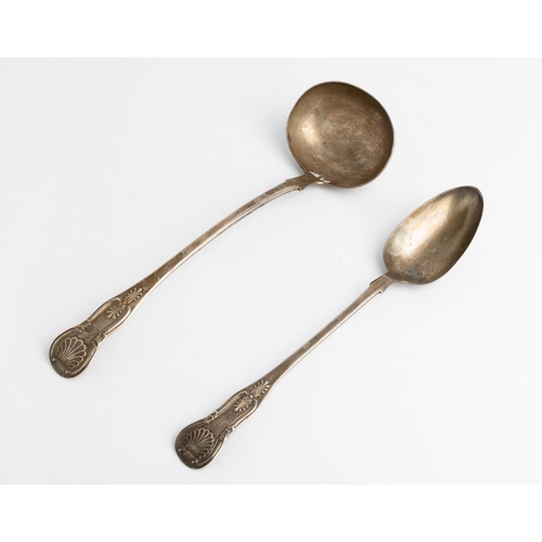 591 - A VICTORIAN KINGS PATTERN SOUP LADEL, EDINBURGH 1844 Together with a Kings pattern basting spoon, Ed... 