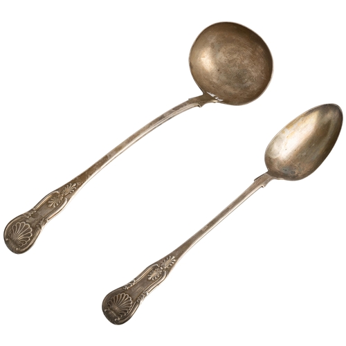 591 - A VICTORIAN KINGS PATTERN SOUP LADEL, EDINBURGH 1844 Together with a Kings pattern basting spoon, Ed... 