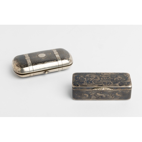 361 - A SNUFF BOX WITH NIELLO DECORATION, MOSCOW C. 1845 Together with another Russian box with niello dec... 