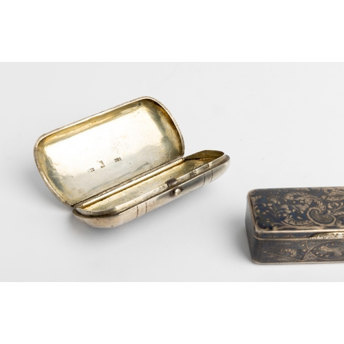 361 - A SNUFF BOX WITH NIELLO DECORATION, MOSCOW C. 1845 Together with another Russian box with niello dec... 