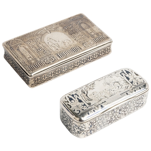 362 - AN OBLONG SNUFF BOX WITH CLASSICAL NIELLO DECORATION, PARIS C.1850 Together with another smaller box... 