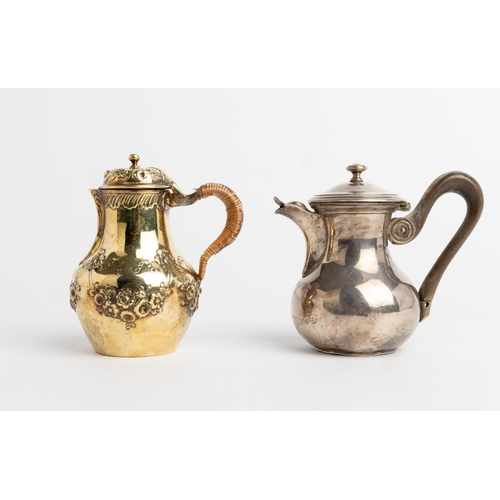 363 - A SMALL SILVER-GILT LIDDED JUG, PARIS C.1840 Together with another plain silver example also Paris m... 