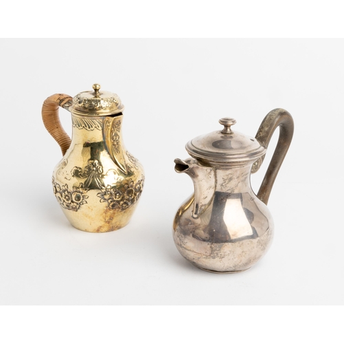 363 - A SMALL SILVER-GILT LIDDED JUG, PARIS C.1840 Together with another plain silver example also Paris m... 