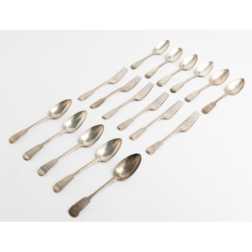 506 - ELEVEN FIDDLE PATTERN DESSERT SPOONS, LONDON 1817 Together with another dessert spoon and six desser... 