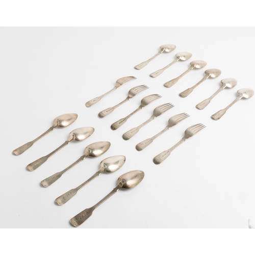 506 - ELEVEN FIDDLE PATTERN DESSERT SPOONS, LONDON 1817 Together with another dessert spoon and six desser... 