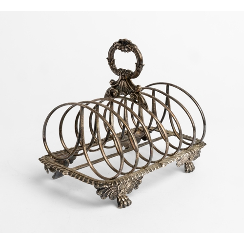 507 - A SIX DIVISION GADROON EDGE TOAST RACK, LONDON 182717.5 cm.403 g.