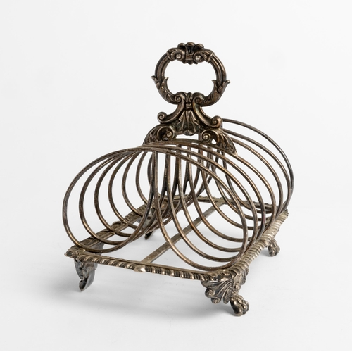 507 - A SIX DIVISION GADROON EDGE TOAST RACK, LONDON 182717.5 cm.403 g.