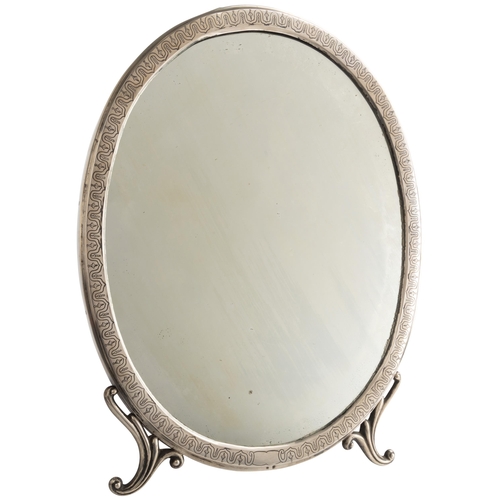 365 - A LARGE OVAL DRESSING TABLE MIRROR WITH WOODEN BACK, VIENNA C.188052 cm. approx