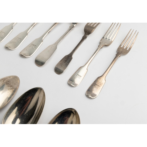 528 - A PART SERVICE OF FIDDLE PATTERN FLATWARE, LONDON C.1850 All made by George Adams 1847-1853 save for... 