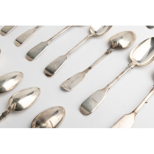 528 - A PART SERVICE OF FIDDLE PATTERN FLATWARE, LONDON C.1850 All made by George Adams 1847-1853 save for... 