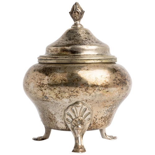 367 - A BALUSTER SHAPE LIDDED SUGAR BOX, PORTUGUESE C.184017 cm.483 g.