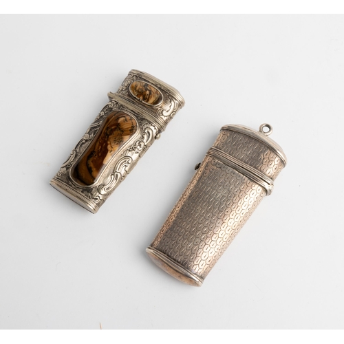 538 - A CHASED ETUI WITH MOUNTED AGATES, C.1760 Together with another etui with engraved decoration C.1770... 