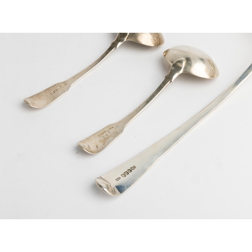 542 - AN OLD ENGLISH PATTERN SOUP LADLE, LONDON 1799 Together with a pair of Fiddle pattern sauce ladles, ... 