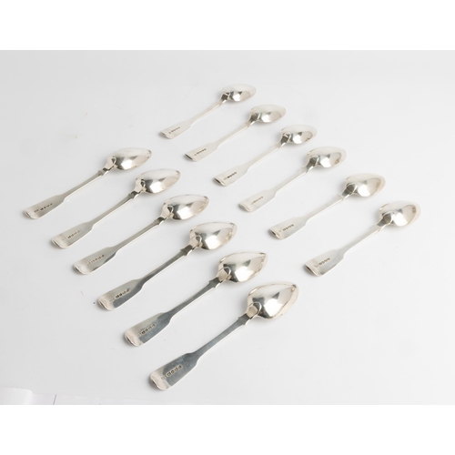 545 - A DOZEN FIDDLE PATTERN DESSERT SPOONS, LONDON 183118 cm.597 g.