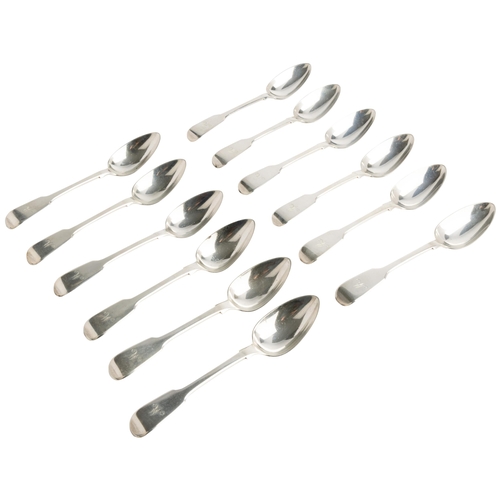 545 - A DOZEN FIDDLE PATTERN DESSERT SPOONS, LONDON 183118 cm.597 g.