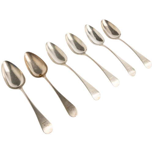 547 - A SET OF SIX OLD ENGLISH PATTERN TABLE SPOONS, LONDON 179621.4 cm.395 g.