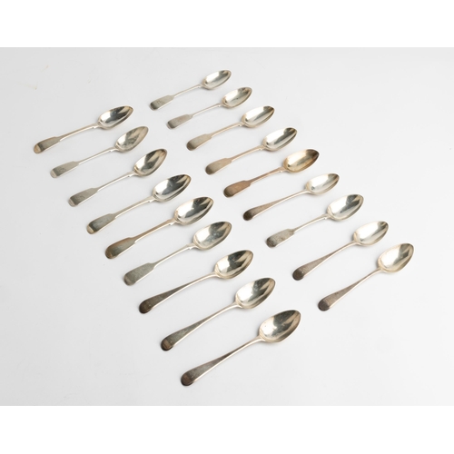 549 - A SET OF SIX OLD ENGLISH PATTERN TEASPOONS, LONDON 1805 Together with two sets of 6 Fiddle pattern t... 