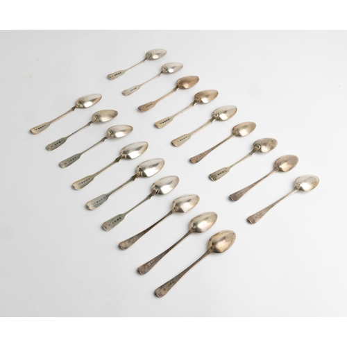 549 - A SET OF SIX OLD ENGLISH PATTERN TEASPOONS, LONDON 1805 Together with two sets of 6 Fiddle pattern t... 