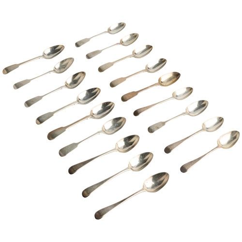 549 - A SET OF SIX OLD ENGLISH PATTERN TEASPOONS, LONDON 1805 Together with two sets of 6 Fiddle pattern t... 