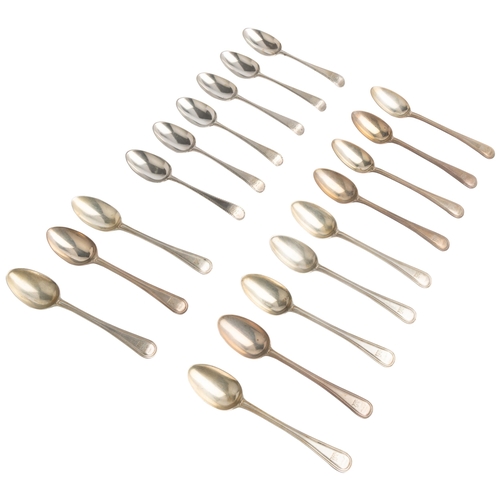 551 - A DOZEN OLD ENGLISH THREAD TEASPOONS, GEORGE ADAMS, LONDON 1860 Together with a set of six feather e... 